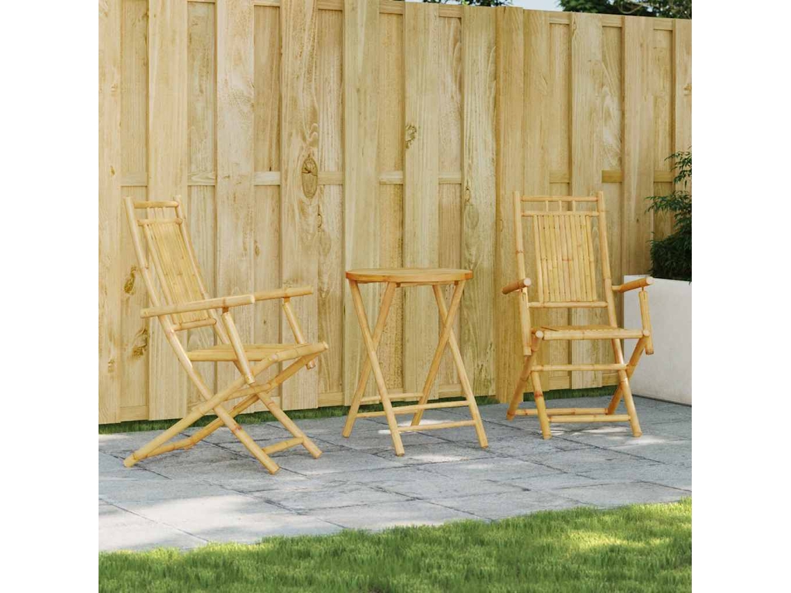Vidaxl 3 Pcs Conjunto De Bistrô Em Bambu