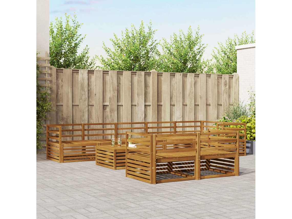 Vidaxl Conjunto De Sofás Para Exterior 9 Pcs Natural