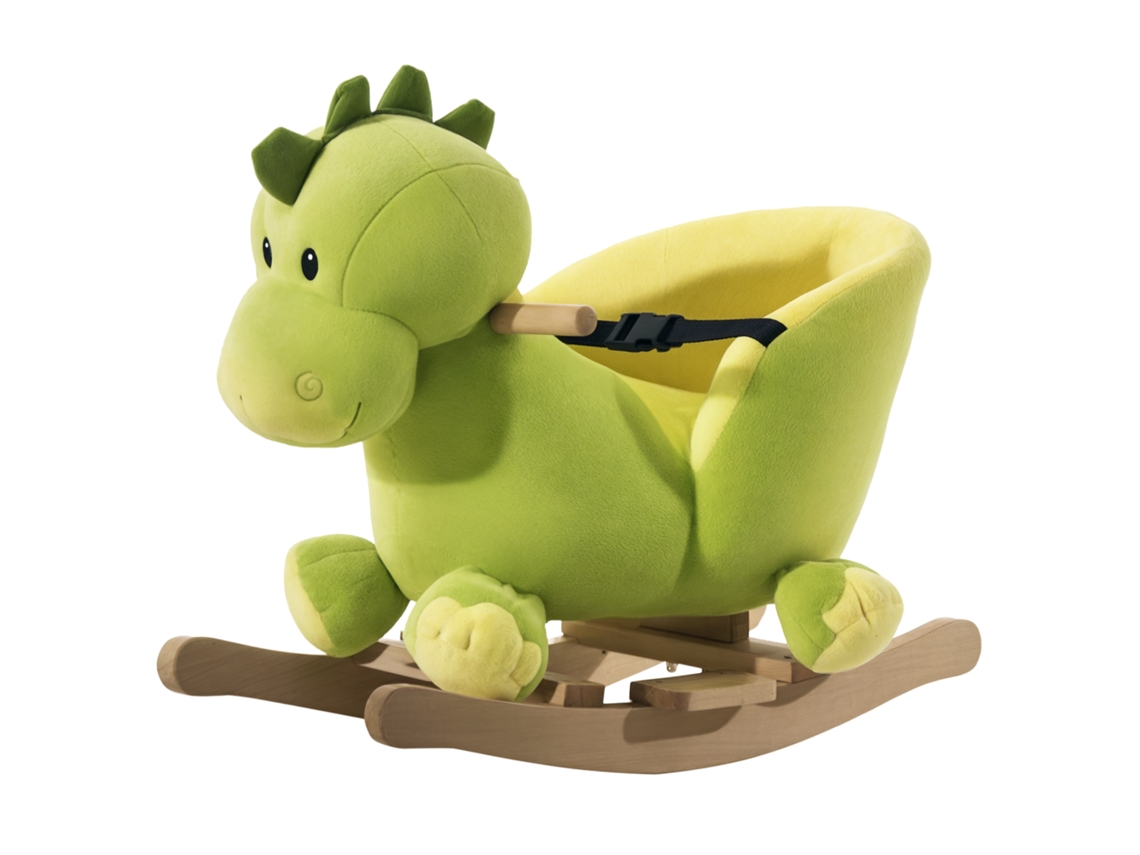 Dinossauro de madeira, cavalo de balanço infantil, 60x33x45cm, verde | S/MARCA