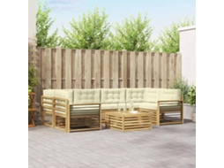 Vidaxl Conjunto De Sofás Para Exterior 7 Unid. Branco E Creme