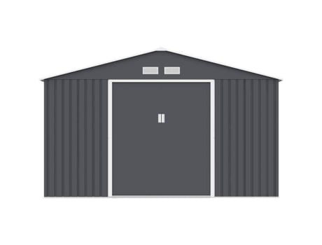 Abrigo De Jardim Em Metal 10,85 M² 340 X 319 X 210 Cm Jupiter Kit De Ancoragem Incluído, 2 Portas Deslizantes Cinza Archer
