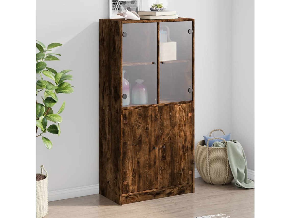 Gabinete alto con puertas derivadas de madera de roble ahumado