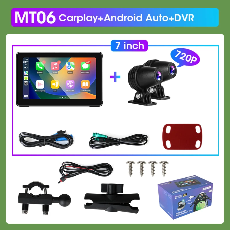 (dvr 720p) Câmera Veicular Para Motocicleta De 7 Polegadas Com Resolução 2k, À Prova D'água Ipx7, Compatível Com Carplay Sem Fio.