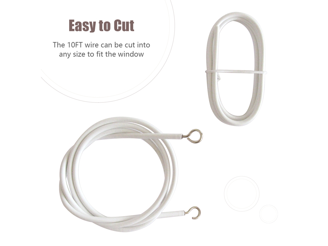 Fio de Cortina 10ft com 4 Ganchos para Diy