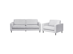 Conjunto De Sala De Estar Beliani Savalen De Tela Gris 204x91x87