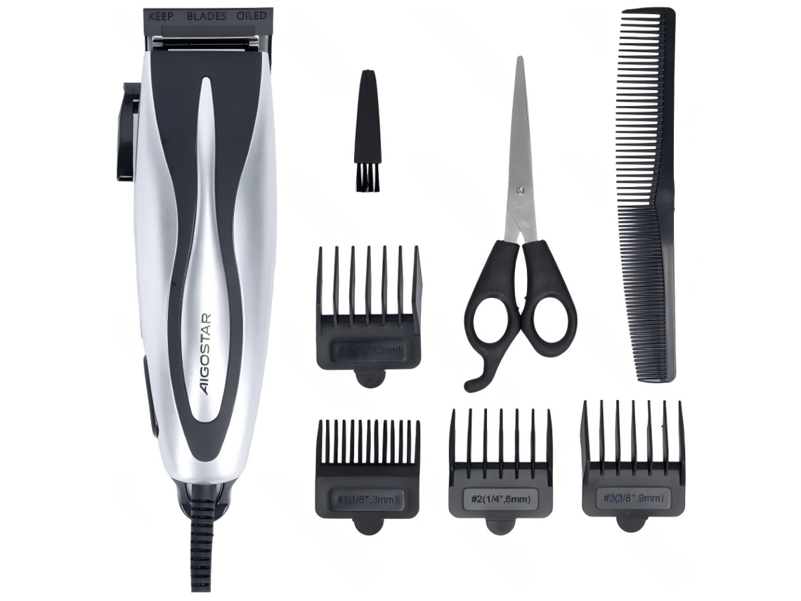 Aparador de Cabelo Elétrico Aigostar 10w, Kit Completo para Corte de Cabelo em Casa, com Acessórios SINI TECH STORE
