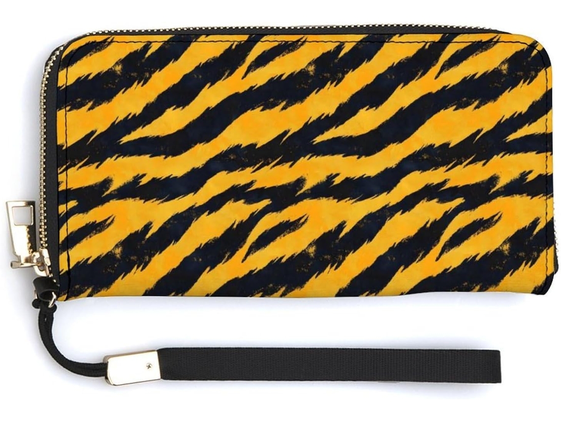 Carteira Feminina de Couro com Estampa Tigre S/MARCA
