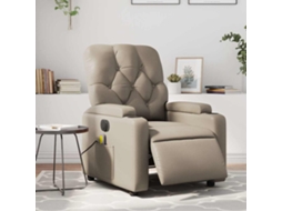 Vidaxl Poltrona Massagens Reclinável Elétrica Couro Artif. Cappuccino