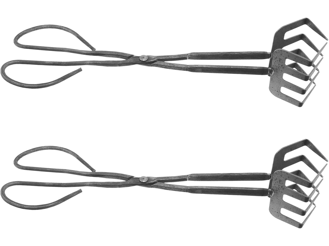 Pinça Multifuncional De Aço Ifundom 2 Peças Para Churrasco E Fogo, Com Pegada Precisa E Robusta Para Carvão, Lenha E