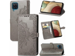 Capa Mandala Função para Samsung Galaxy A12 HONGWE. com Porta-Cartões Cinzento