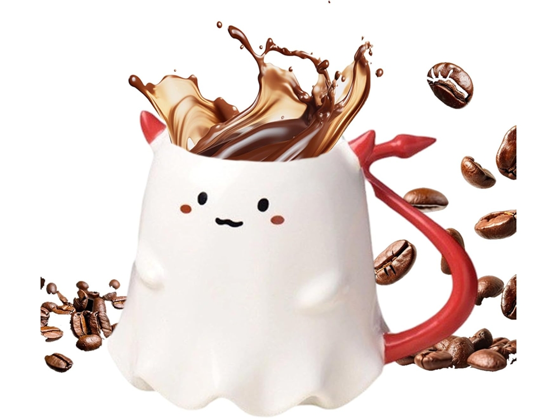 Caneca De Halloween Caneca De Cerâmica Resistente Ao Calor, Taça De Vinho De Viagem Com Fantasma, Gokoco