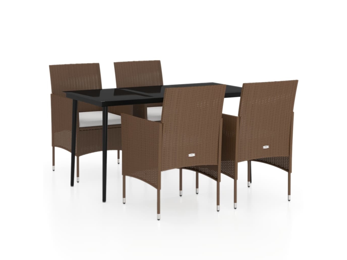Garden Dining Set, Garden Dining Sets Vidaxl Marrom Rattan / Vime (140 Cm Table Length)