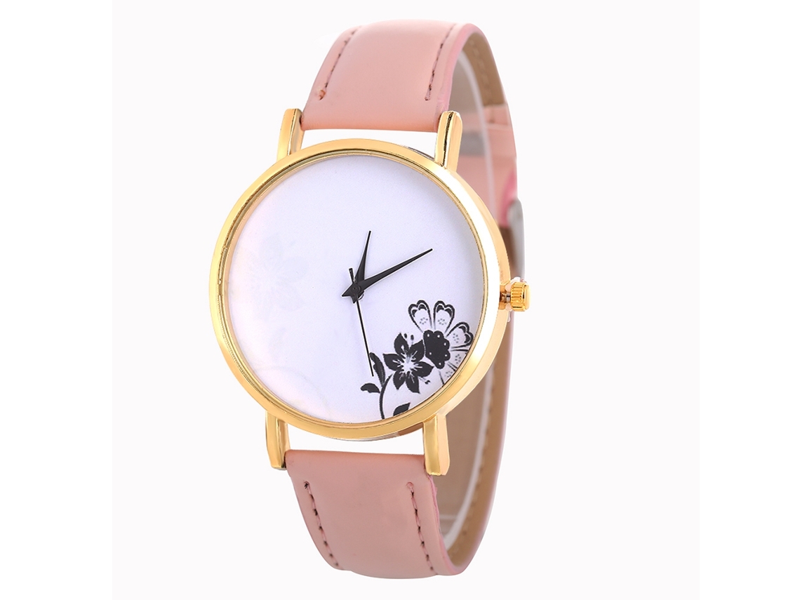 Reloj De Cuarzo Con Correa De Cuero Simple Y Moderno Para Mujer (rosa)