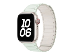 Pulseira Magnética de Silicone HALINUI para Apple Watch Series 1 11/ultra (42 49 Mm) com design esportivo respirável, verde menta branco