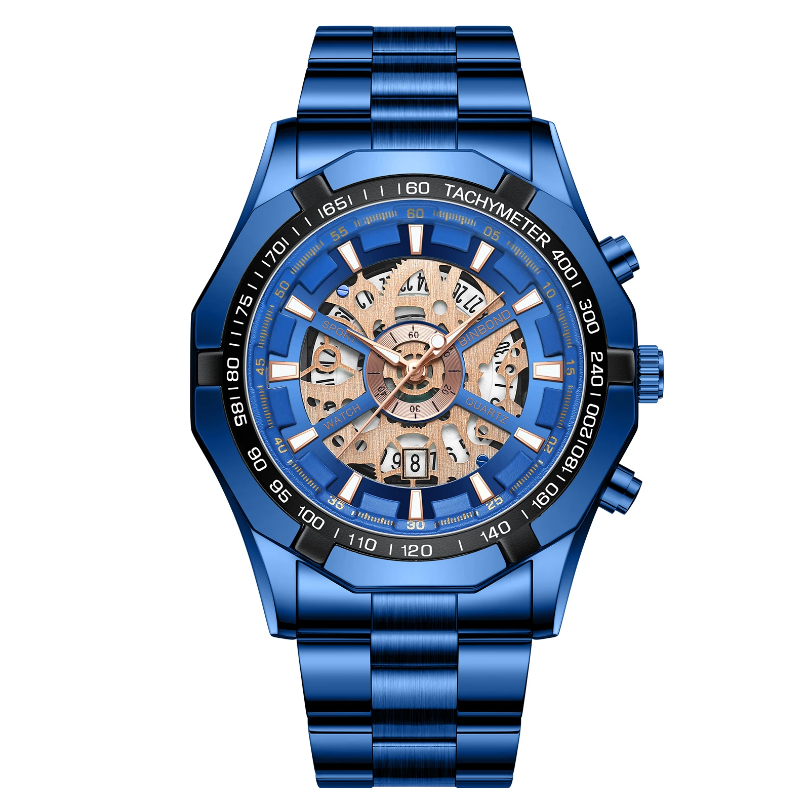 Relógio Masculino MDUG de luxo com pulseira de aço inoxidável, elegante e à prova d'água, com mecanismo de quartzo