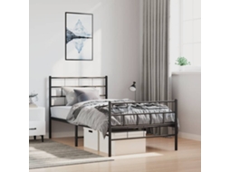 Vidaxl Estrutura de Cama com Cabeceira e Pés 100x200 Cm Metal Preto