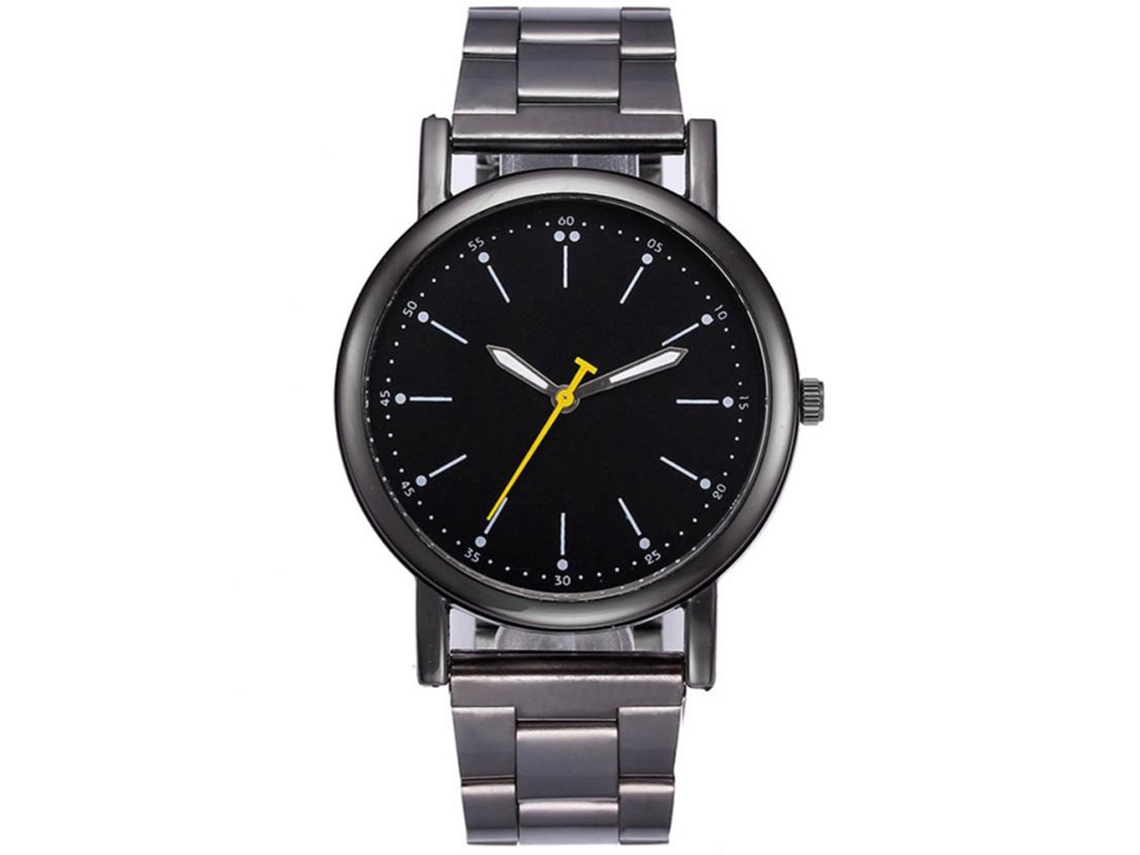 Reloj De Pulsera Analógico De Cuarzo Unisex Con Correa De Acero Casual Fashion (negro)