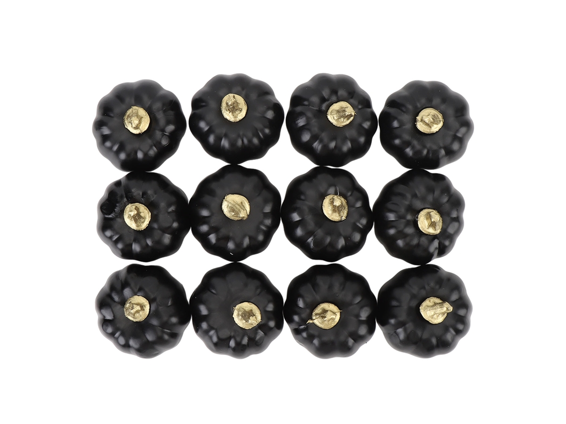 12 Abóboras Decorativas de Espuma Artificial para Unhas Artísticas e Fundos de Vídeo (Preto)