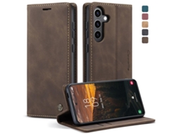 Capa Para Samsung Galaxy S24 Fe 5g Multifuncional Horizontal De Couro Café