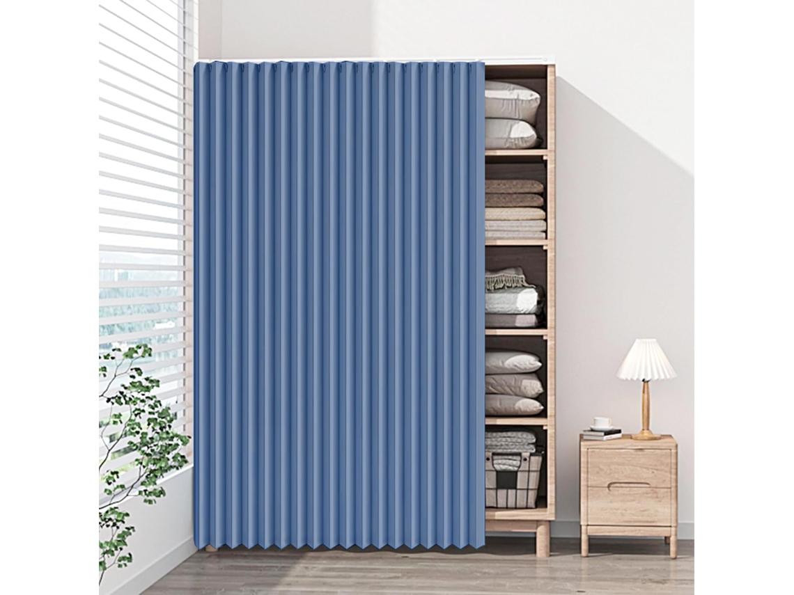 Cortinas Dobráveis Multifuncionais Personalizadas Com Trilho Deslizante, Ideais Para Guarda Roupas E Closets Azul Escuro