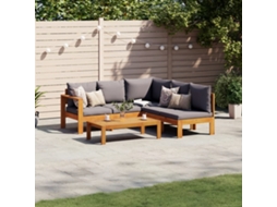 Vidaxl 4 Pcs Conjunto De Sofás De Jardim Com Almofadões Acácia Maciça