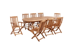Conjunto De Refeição Com Cadeiras BELIANI Maui Ii De Madeira De Acácia Castanho Claro 220x100x74