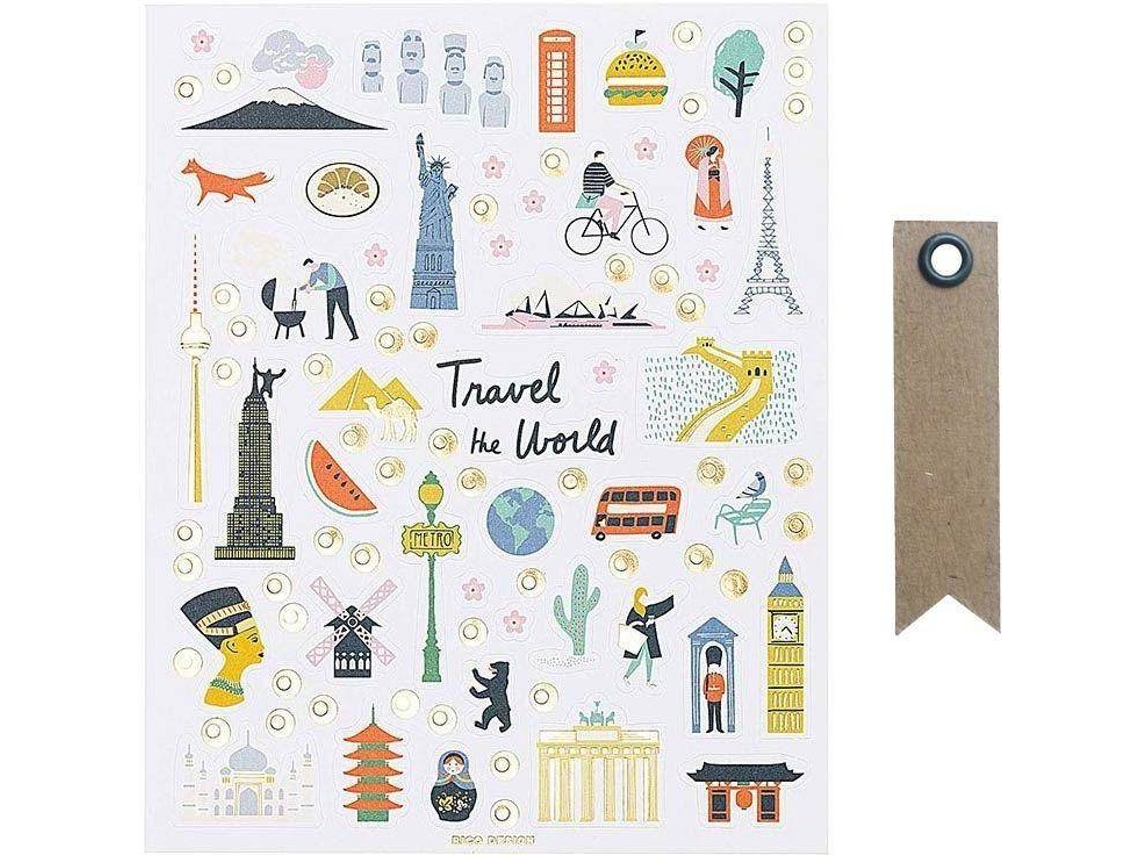 Conjunto 260 Adesivos YOUDOIT Monumentos do Mundo (25 x 15,5 x 0,5 cm)