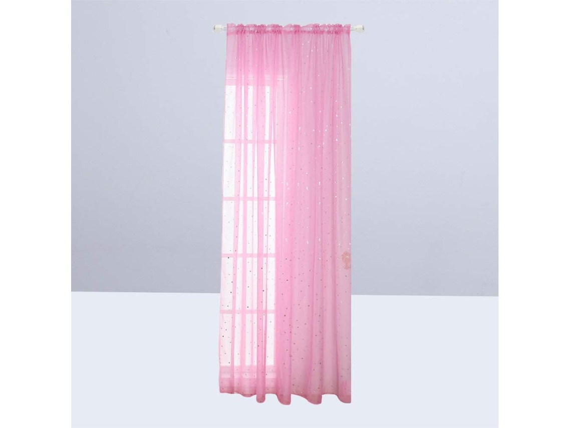 Cortinas Transparentes Prateadas Com Estrelas, Voiles Transparentes Com Lantejoulas Para Quarto De M Gokoco