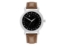 Relógio de Pulso Masculino de Moda Pulseira Pu Mostrador Redondo Analógico Quartzo (dark Coffeeblack)