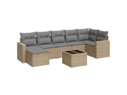 Maison Exclusive - 8 Pcs Conjunto De Sofás P/ Jardim Com Almofadões Vime Pe Bege