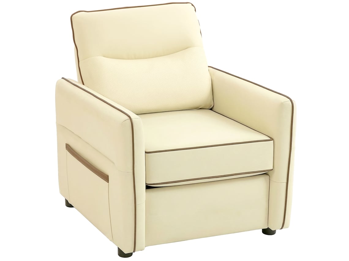 Poltrona para sala ou quarto em chenille macio, bege ZACHARY