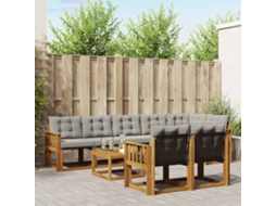 Vidaxl Conjunto De Sofás Para Exterior 9 Unid. Cinza Natural E Claro