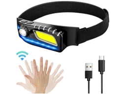 Lanterna Frontal Recarregável 1500 Lumens, 8 Modos, USB, Cob, Sensor de Movimento, para Atividades ao Ar Livre