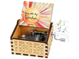 Caixa De Música De Manivela De Madeira, Melodia Clássica "you Are My Sunshine", Gravura Antiga, Presente Decorativo