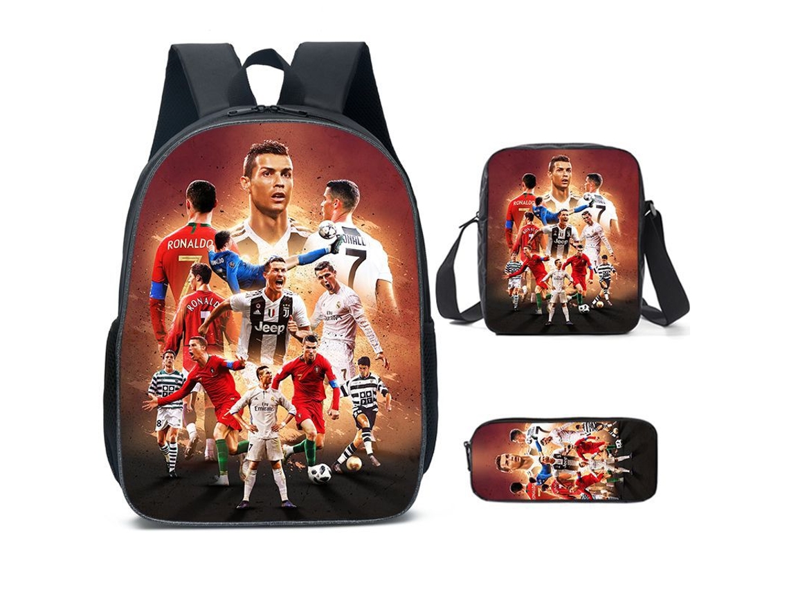 Mochila Futebol Mr. Bolsa De Ombro Estojo Para Lápis Conjunto De Três Peças Mochila Para Estudante Do Ensino Fundamental Slowmoose