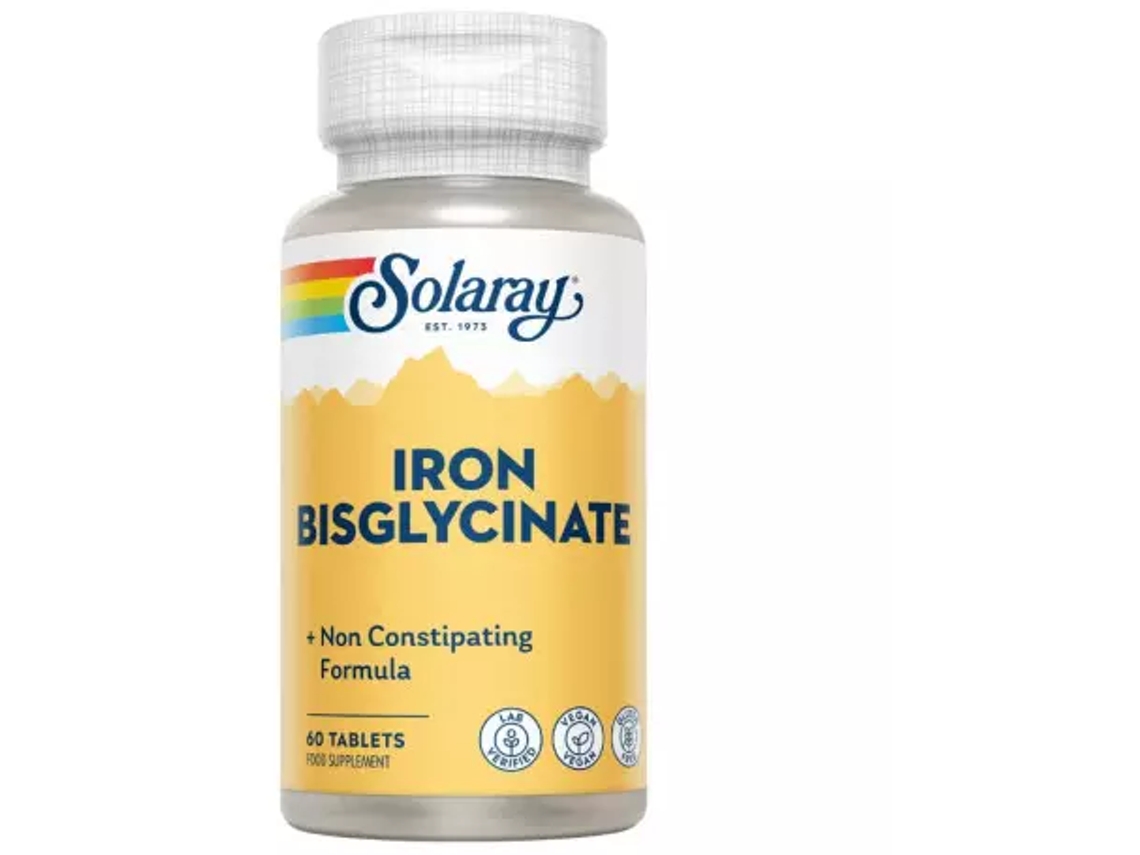 Bisglycinate Ferro Hierro Bisglicinato De 60 Comprimidos Solaray