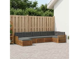 Vidaxl Conjunto De Sofás Para Exterior 7 Unid. Natural E Antracite