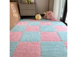 Chrui Jump Mat - 15 Pedaços de Pelúcia Quebra-cabeça em Formato Quadrado - Rosa e Azul