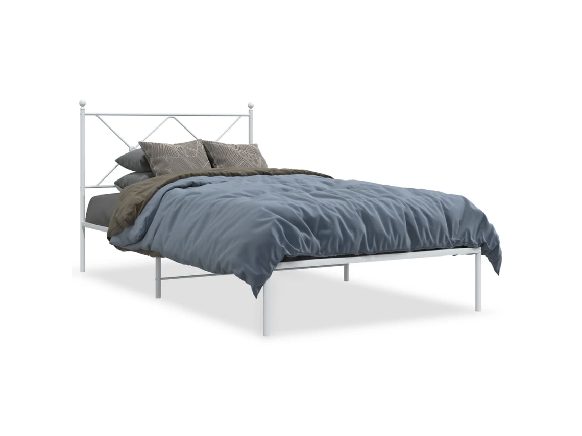 Bed Frame, Bed Frames Vidaxl Branco Aço (100 X 190 Cm)