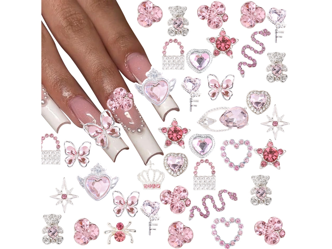 Acessórios de Unhas em Liga Metálica, 32 Peças, Decorações de Unhas com Strass para Manicure PANOONA