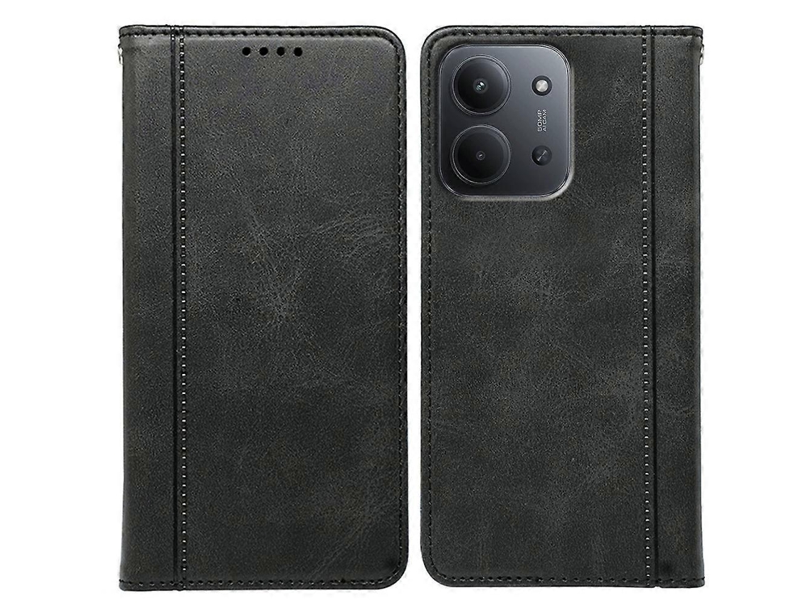 Capa Tkdaddy Para Xiaomi Redmi 15c 4g (global) (171 Mm) / Poco C85 4g Com Fecho Magnético Oculto E Textura De Bezerro, Preta