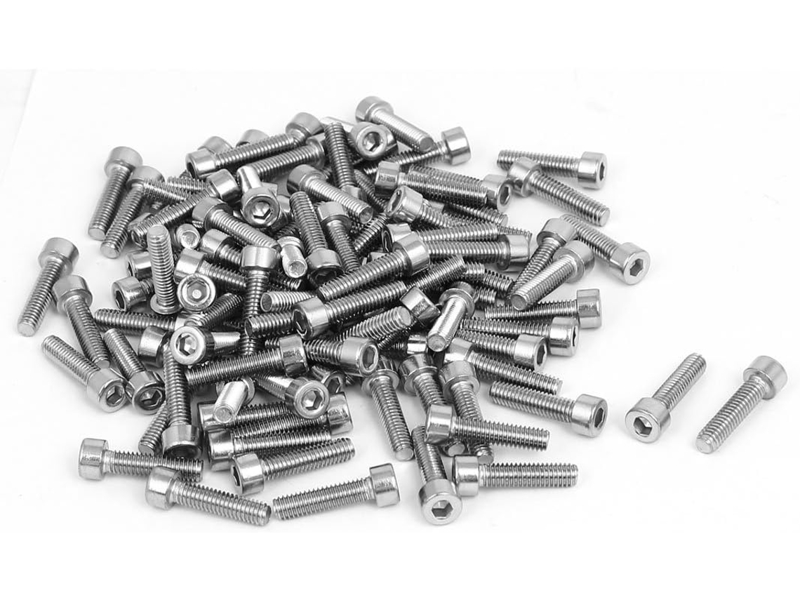 Parafusos de Cabeça Sextavada M4x16mm Totalmente Roscados, Tom Prateado, 100 Peças CHABERLU
