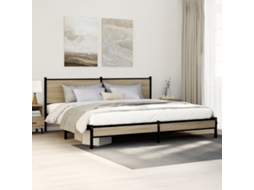 Estrutura De Cama Sem Colchão 200x200cm Metal Carvalho Sonoma