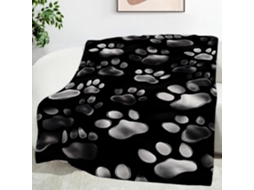 Manta com Estampa de Pata Cachorro Design Estético Escuro 100x130 Cm Multifuncional Macia e Aconchegante em Fl