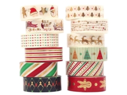 Fita Adesiva Decorativa de Natal, Washi, para Decoração, Papel Diários, Scrap Booking, Artesanato Diy, Arti GOKOCO