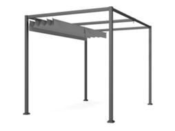 Pérgola Retrátil 3x2 M em Metal com Revestimento Epóxi Anticorrosivo e Tecido Poliéster 180 G/m², Cinzento LAMAISON