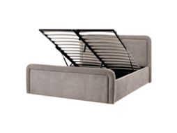 Cama Con Almacenaje Beliani Viviers De Tela Beige 181x219x105