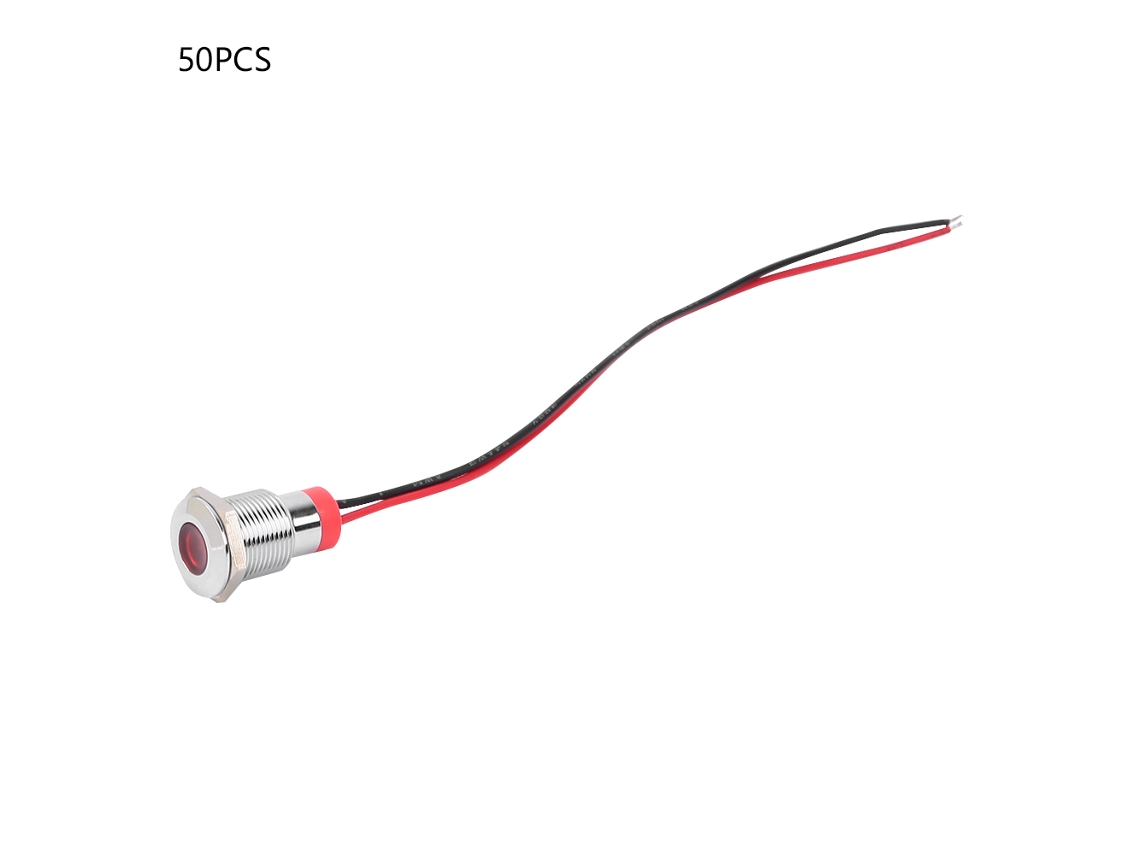 50pcs Indicador Led De Alerta Bem-12c Ip65 À Prova D'água Metal 12mm Vermelho 24v Para Carros Modificação
