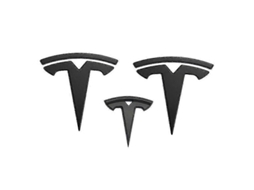 Emblema T Logo Matte Black para Capô Volante Porta malas Tesla Model Y 3 Peças