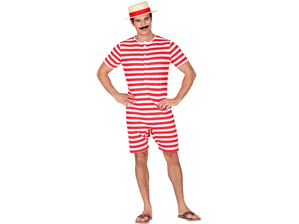 Fato de banho estilo retro vermelho dos anos 50 para homens